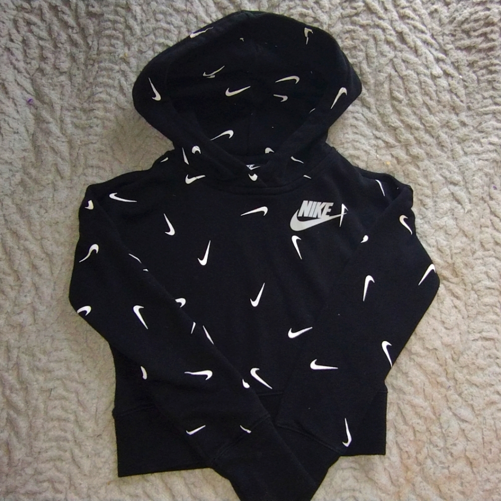 Girls Nike All Over Crop Top Hoodie